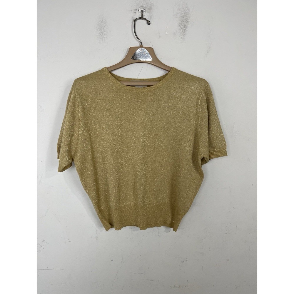 Casual Corner Womens Sweater Large‎ Gold Glitter Evening Holiday Party New Years